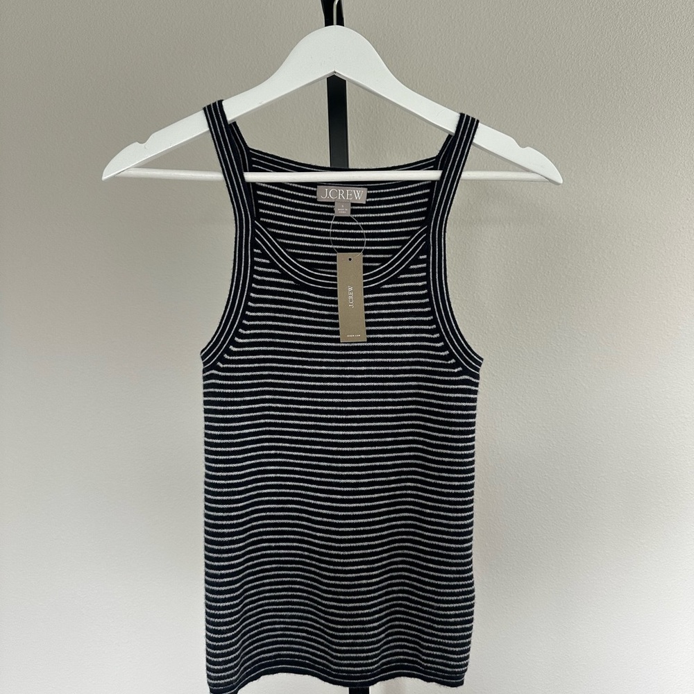 J. Crew cashmere blue striped tank